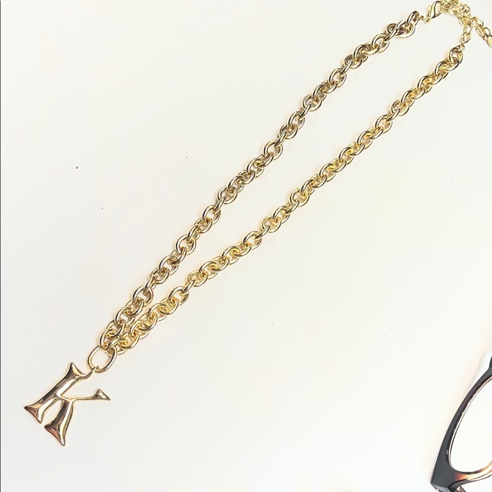 BaubleBar Gold Initial K Pendant Necklace